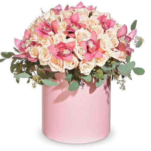 Коробка с цветами «Розовый шарм»